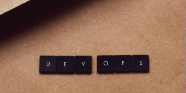 black keyboard keys forming the word devops