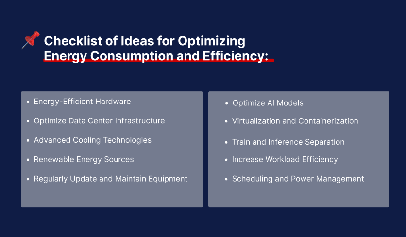 Checklist of Ideas for Optimizing Energy Consumption and Efficiency