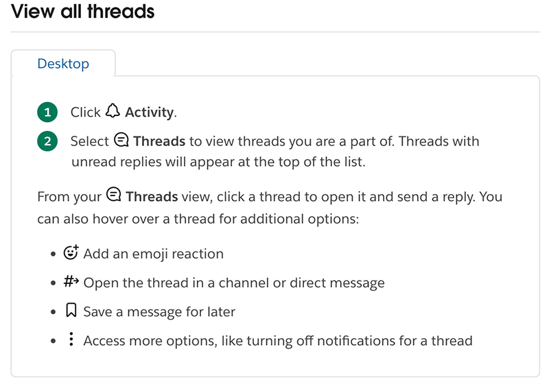 How to view all threads in Slack